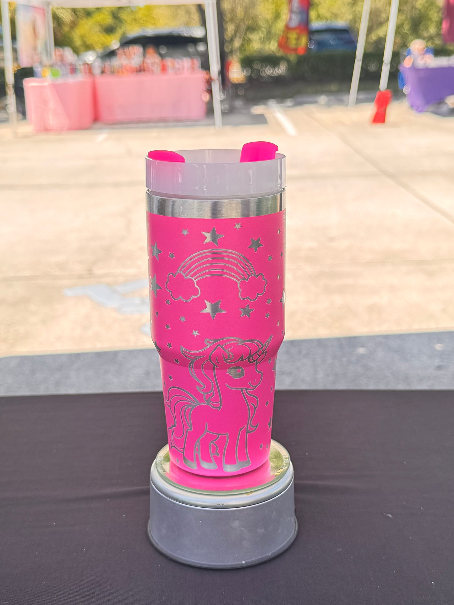 Unicorn Laser Engraved Tumbler 14 oz w/ handle