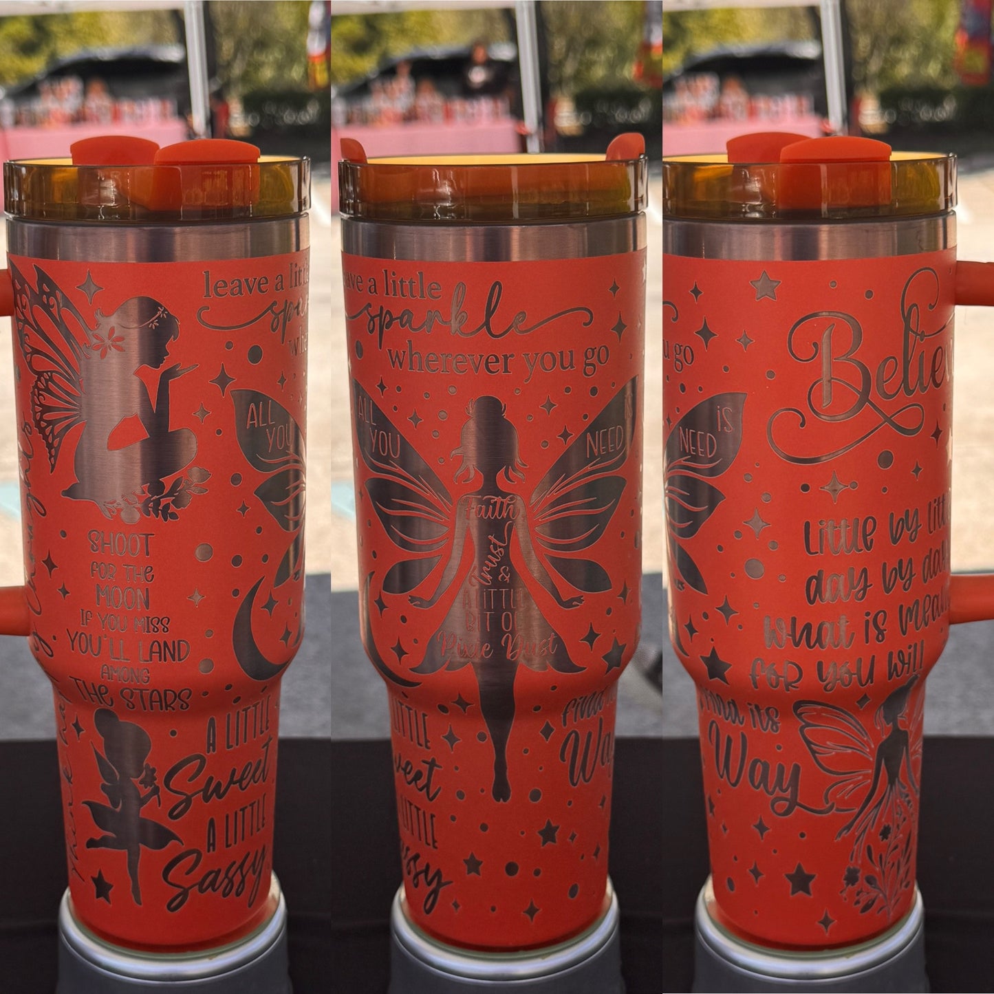 Fairy Laser Engraved Tumbler 40 oz w/ Handle