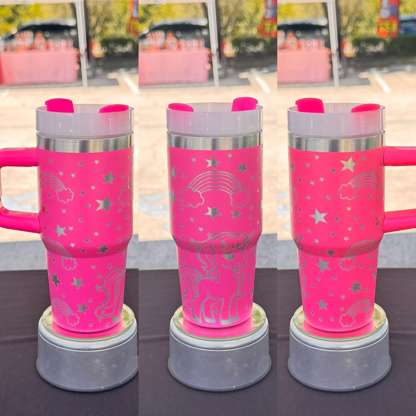 Unicorn Laser Engraved Tumbler 14 oz w/ handle
