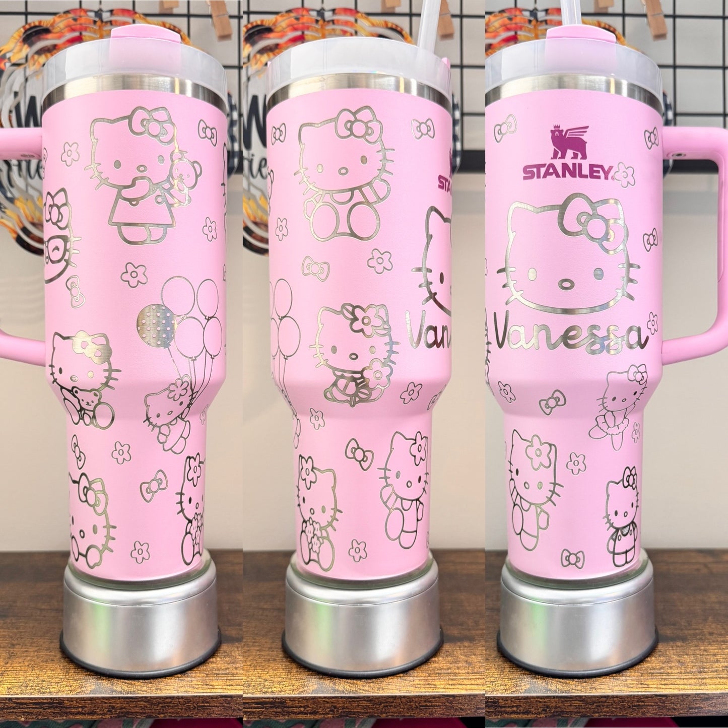Hello Kitty Laser engraved tumbler 40 oz w/ Handle