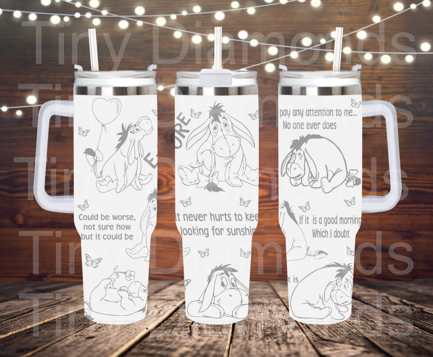 Eeyore Laser Engraved Tumbler 40 oz w/ Handle