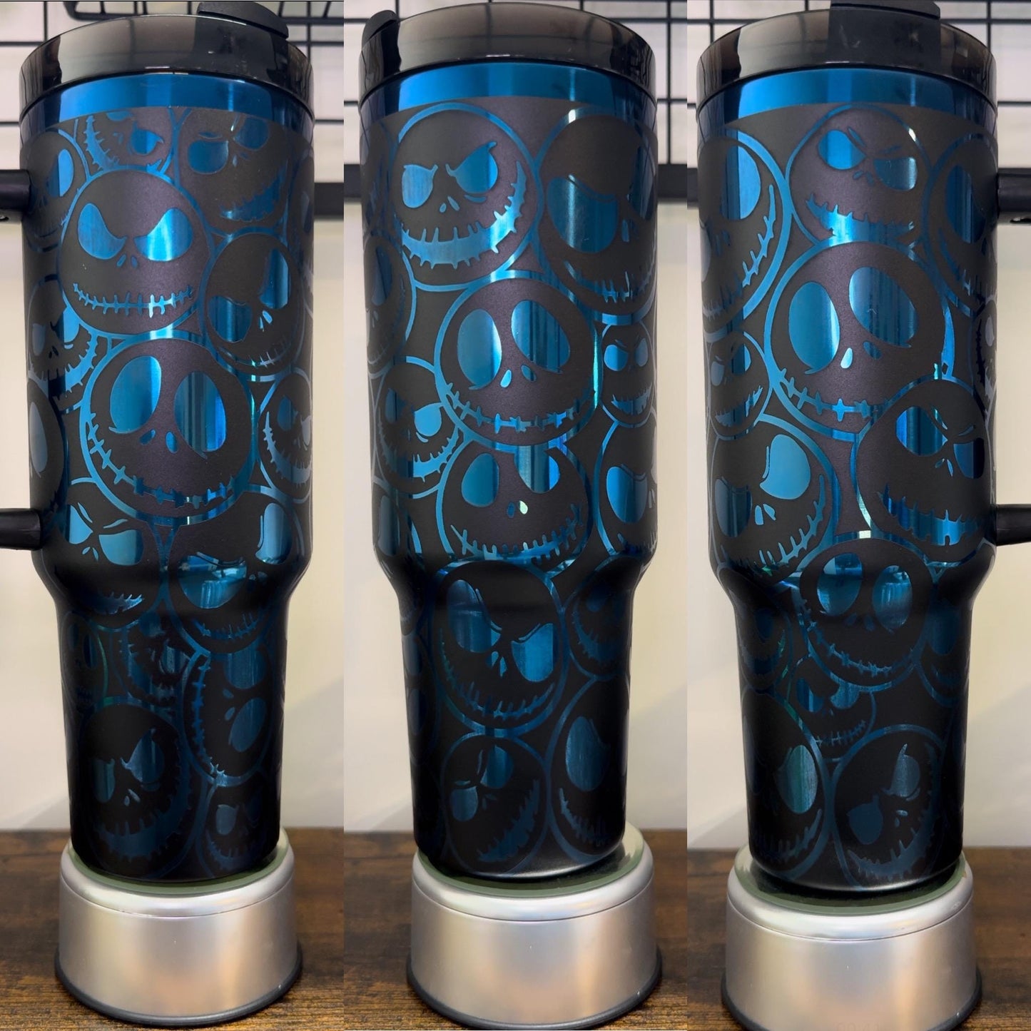 Skellington Face Engraved Tumbler 30 oz