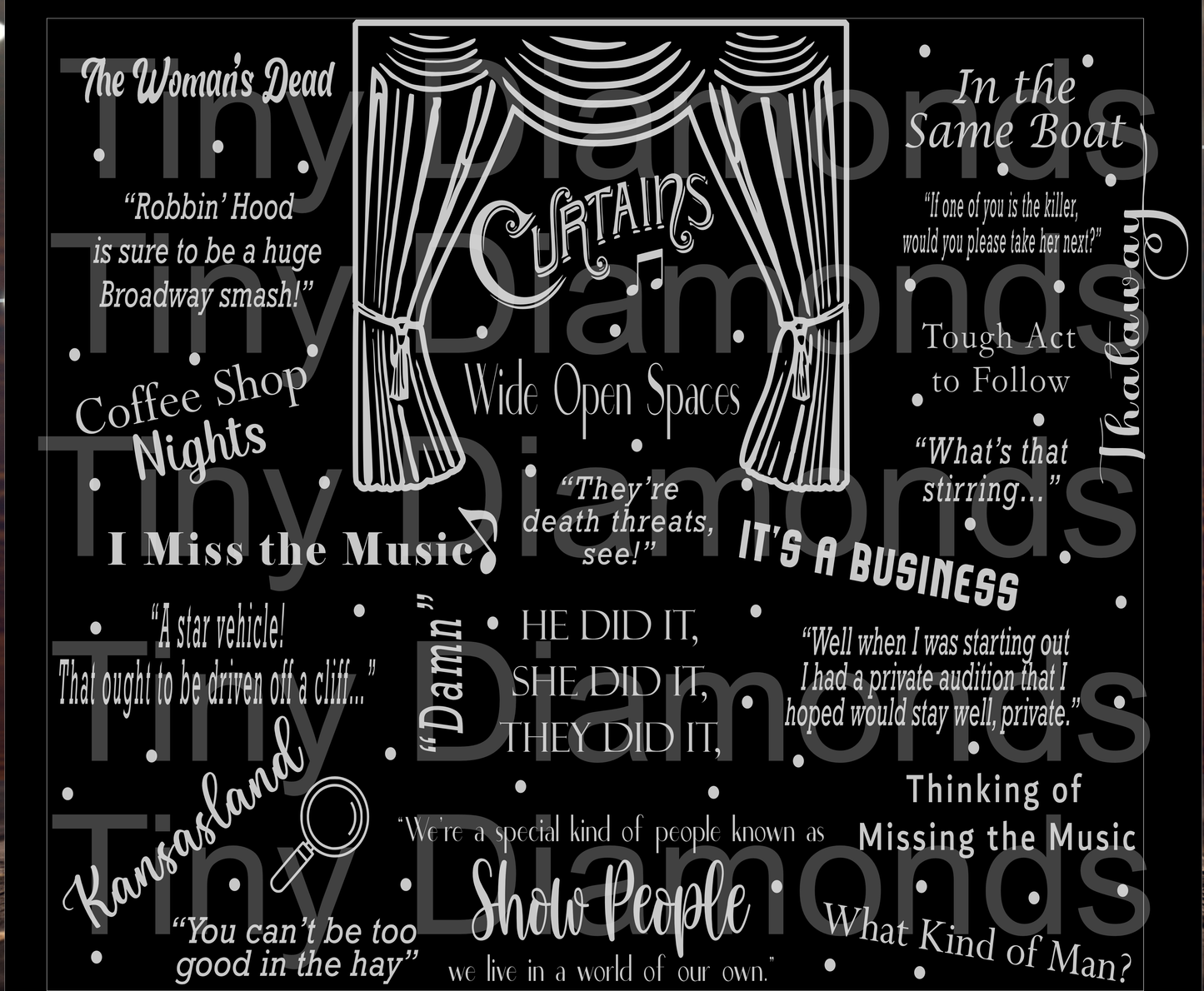Curtains Laser Engraved Tumbler 40 oz w/ Handle