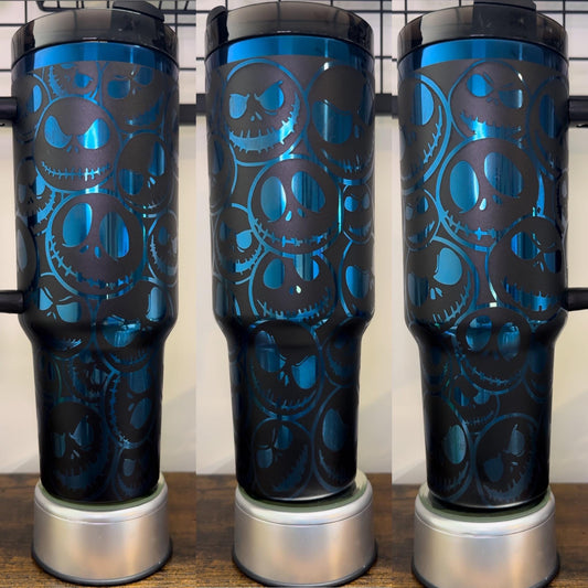 Skellington Face Engraved Tumbler 30 oz